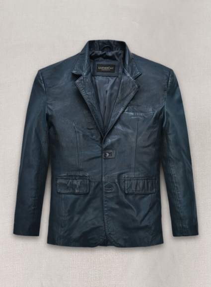 Soft Winsor Blue Washed and Wax Leather Blazer
