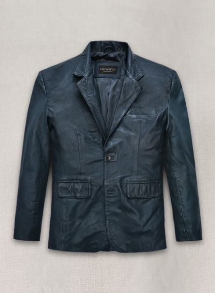 Soft Winsor Blue Washed and Wax Leather Blazer
