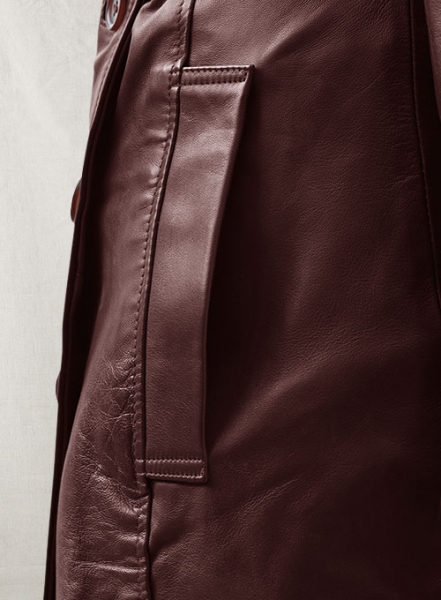 Soft Maroon Wax Halcon Leather Trench Coat