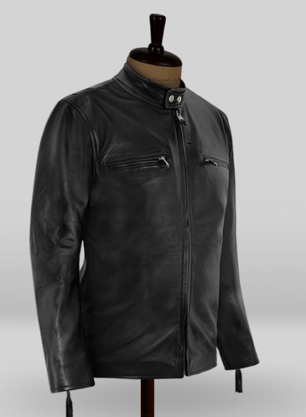 Black Bradley Cooper Burnt Leather Jacket