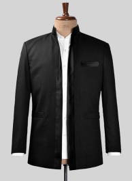 Black Terry Rayon Nehru Tuxedo Jacket Black Terry Rayon Nehru Tuxedo Jacket
