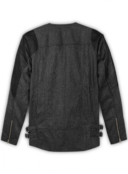 Stone Charcoal Tweed Leather Combo Jacket # 667