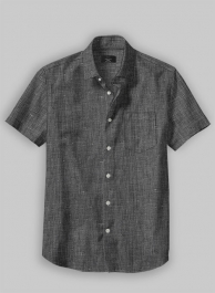 European Ash Gray Linen Shirt - Half Sleeves