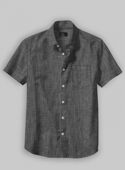 European Ash Gray Linen Shirt - Half Sleeves