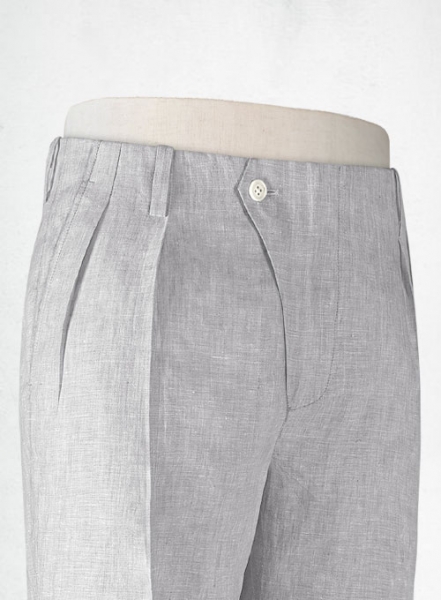 Italian Zod Light Gray Vintage Manny Linen Trousers