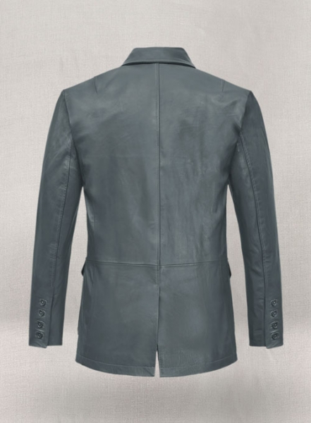 Soft Sherpa Gray Washed and Wax Leather Blazer - #712