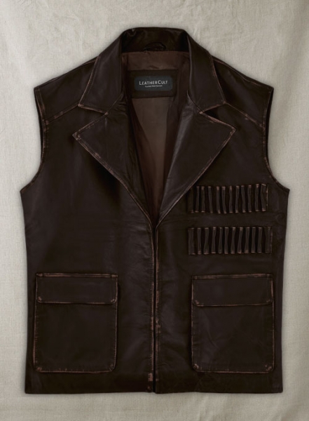 Rubbed Dark Brown Sean Connery Leather Vest