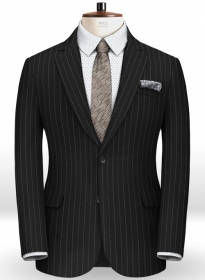 Reda Flannel Stripe Black Pure Wool Jacket