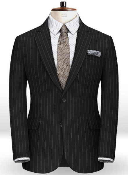 Reda Flannel Stripe Black Pure Wool Jacket