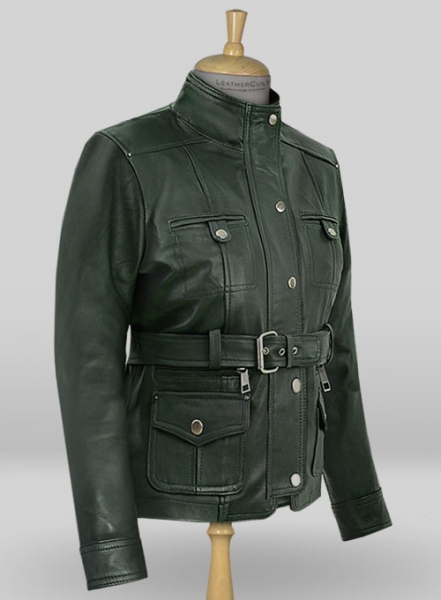 Soft Deep Olive Wax Rachel Weisz Whistleblower Leather Jacket
