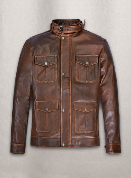 Rubbed Tan Rafael Nadal Leather Jacket