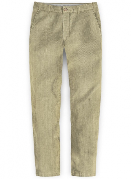 Light Khaki Thick Corduroy Trousers - 8 Wales