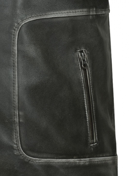 Zen Rubbed Charcoal Leather Jacket