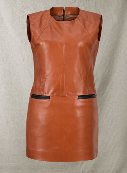 Shiny Old Tan Bonfire Leather Dress - # 752