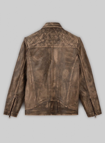Rubbed Espanol Brown Roger Timber Leather Jacket - M Regular