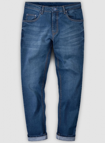 Marina Blue Stretch Stone Wash Whisker Jeans - Look #701