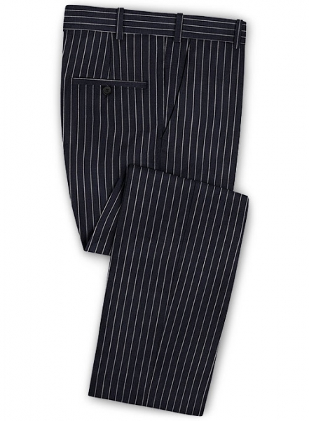 Napolean Dark Blue Stripe Wool Pants