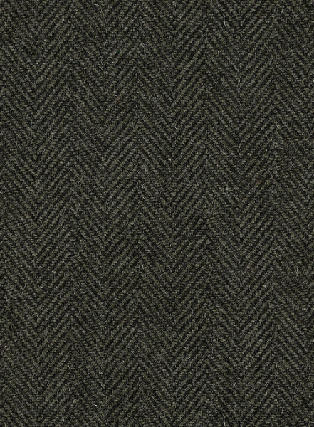Vintage Flat Green Herringbone Tweed Pea Coat