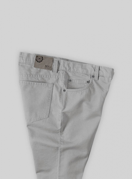 Kids Light Gray Feather Cotton Canvas Stretch Jeans