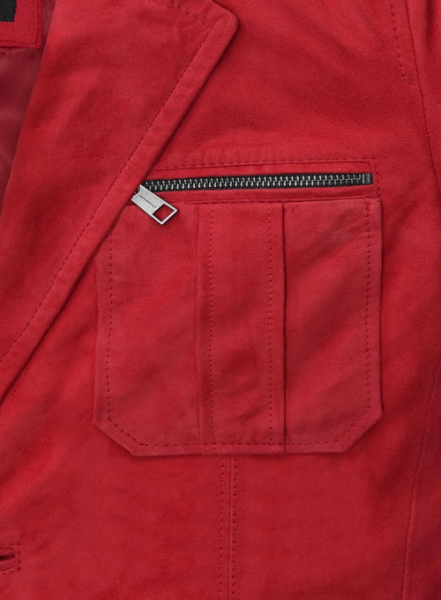 Lava Red Suede Leather Blazer - # 125