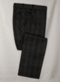 Reda Brown Black Checks Wool Pants