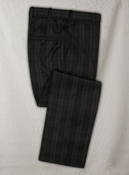 Reda Brown Black Checks Wool Pants