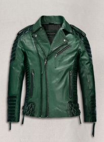 Charles Burnt Green Leather Jacket