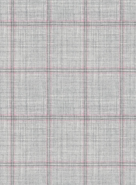 Stretch Windowpane Light Gray Wool Suit