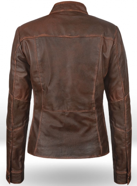 Rubbed Tan Washed Leather Jacket # 536