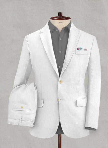 Italian Linen White Herringbone Suit