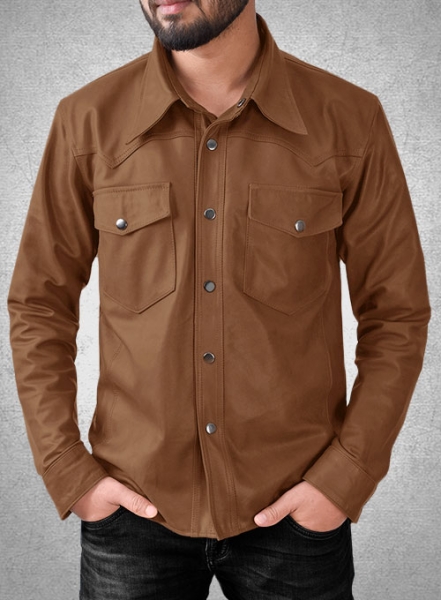 Light Weight Unlined Tan Leather Shirt