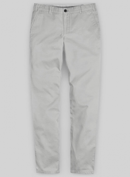 Light Gray Feather Cotton Canvas Stretch Chino Pants