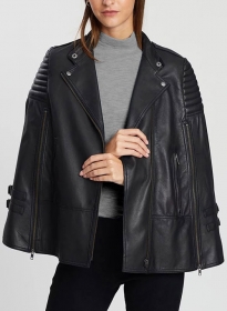 Biker Style Leather Cape Poncho