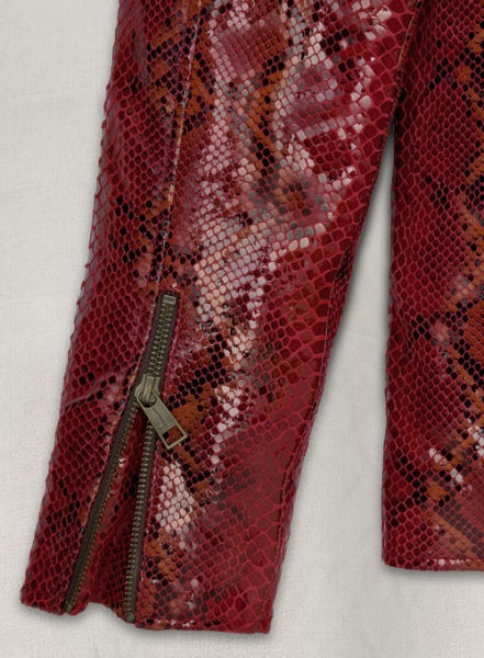Bold Red Python Pure Leather Biker Jacket #2