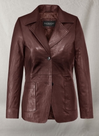 Soft Maroon Jennifer Aniston Friends Season 5 Leather Blazer