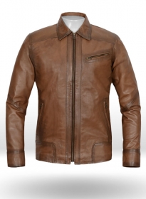 Soft Amazon Brown Wax Downing Leather Jacket - M Slim