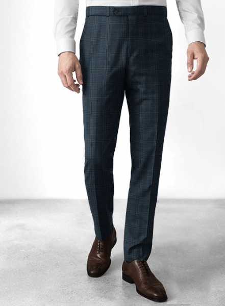 Reda Isle Blue Checks Wool Pants