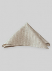 Tweed Pocket Square - Stripe Beige