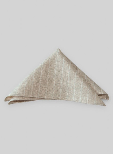 Tweed Pocket Square - Stripe Beige