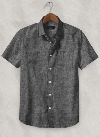 Roman Black Denim Linen Shirt - Half Sleeves
