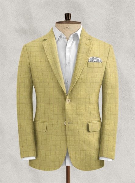Italian Linen Lomna Yellow Checks Jacket