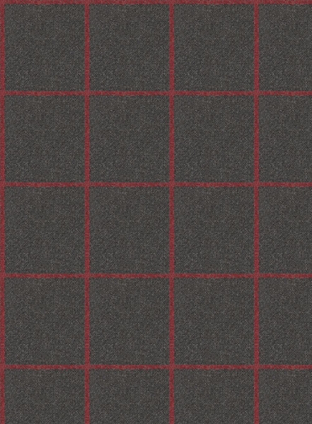 Charcoal Red Windowpane Flannel Wool Jacket