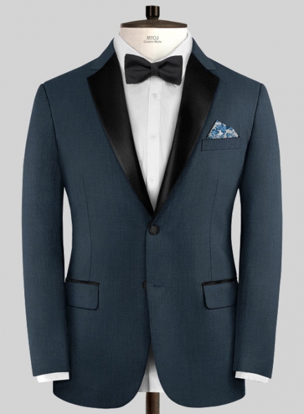 Napolean Flat Blue Wool Tuxedo Jacket
