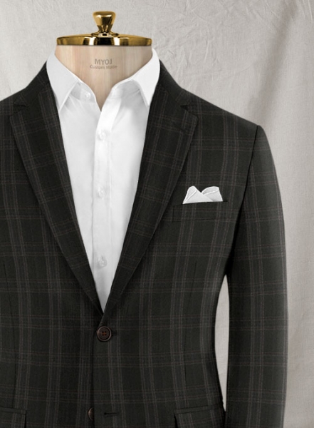 Reda Brown Black Checks Wool Jacket