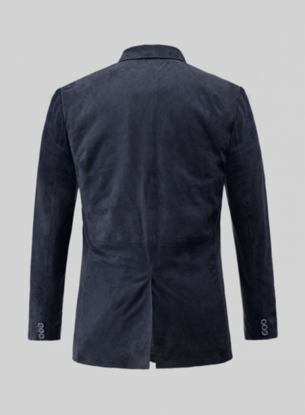 Dark Blue Suede Leather Blazer