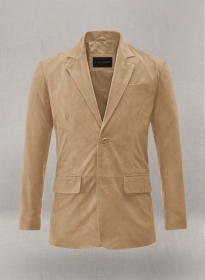 Latte Beige Suede Leather Blazer