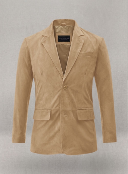 Latte Beige Suede Leather Blazer