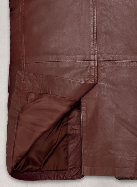 Soft Maroon Washed & Wax Leather Blazer - #716
