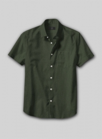 Forest Green Stretch Poplene Shirt - Half Sleeves