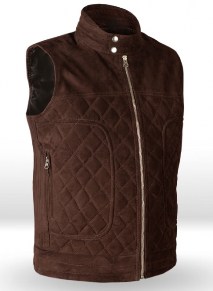 Soft Dark Brown Suede Leather Vest # 324